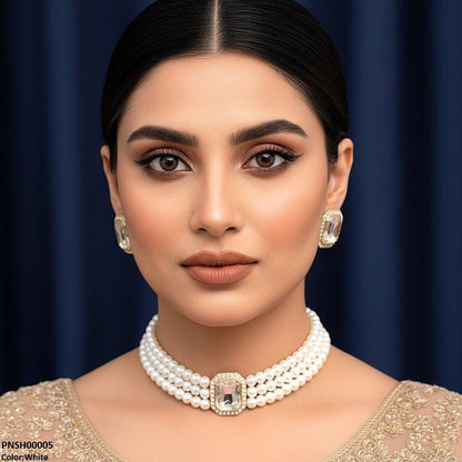 PNSH00005 SDQ Rectangle Necklace Set - PNSH