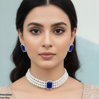 PNSH00005 SDQ Rectangle Necklace Set - PNSH