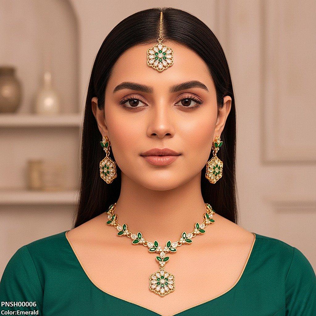 PNSH00006 FRN Tear/Flower Drop Necklace Set - PNSH