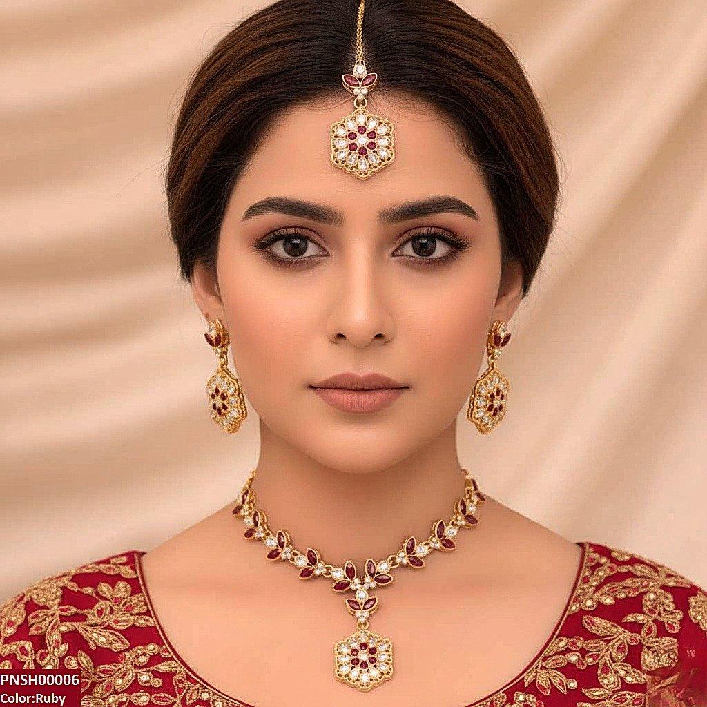 PNSH00006 FRN Tear/Flower Drop Necklace Set - PNSH