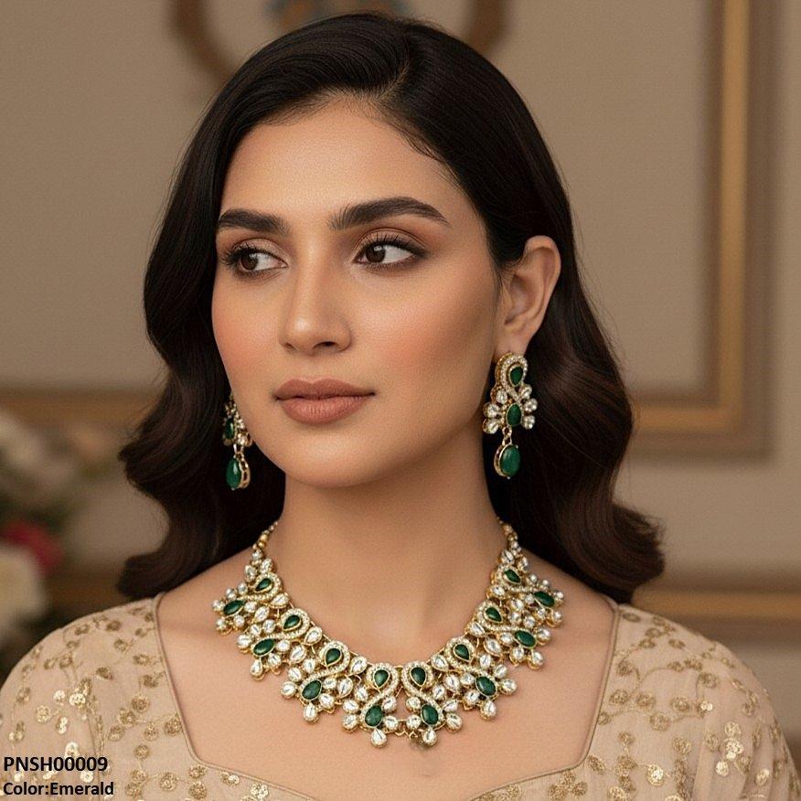 PNSH00009 FRN Oval Tear Necklace Set - PNSH