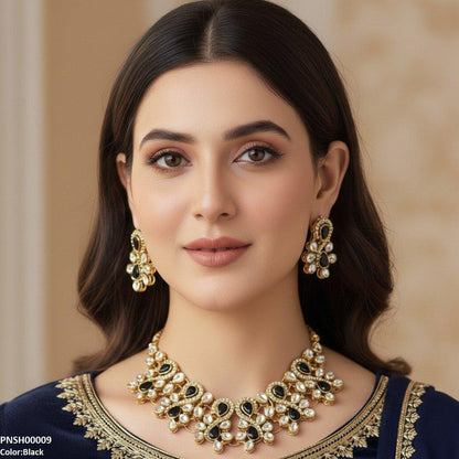 PNSH00009 FRN Oval Tear Necklace Set - PNSH