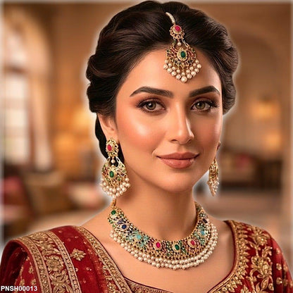 PNSH00013 SDQ Oval Multi  Necklace Set - PNSH