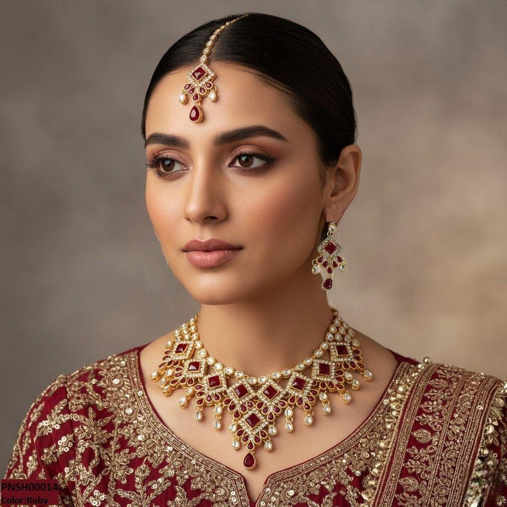 PNSH00014 FRN Sqyare/Tear Drop Necklace Set - PNSH