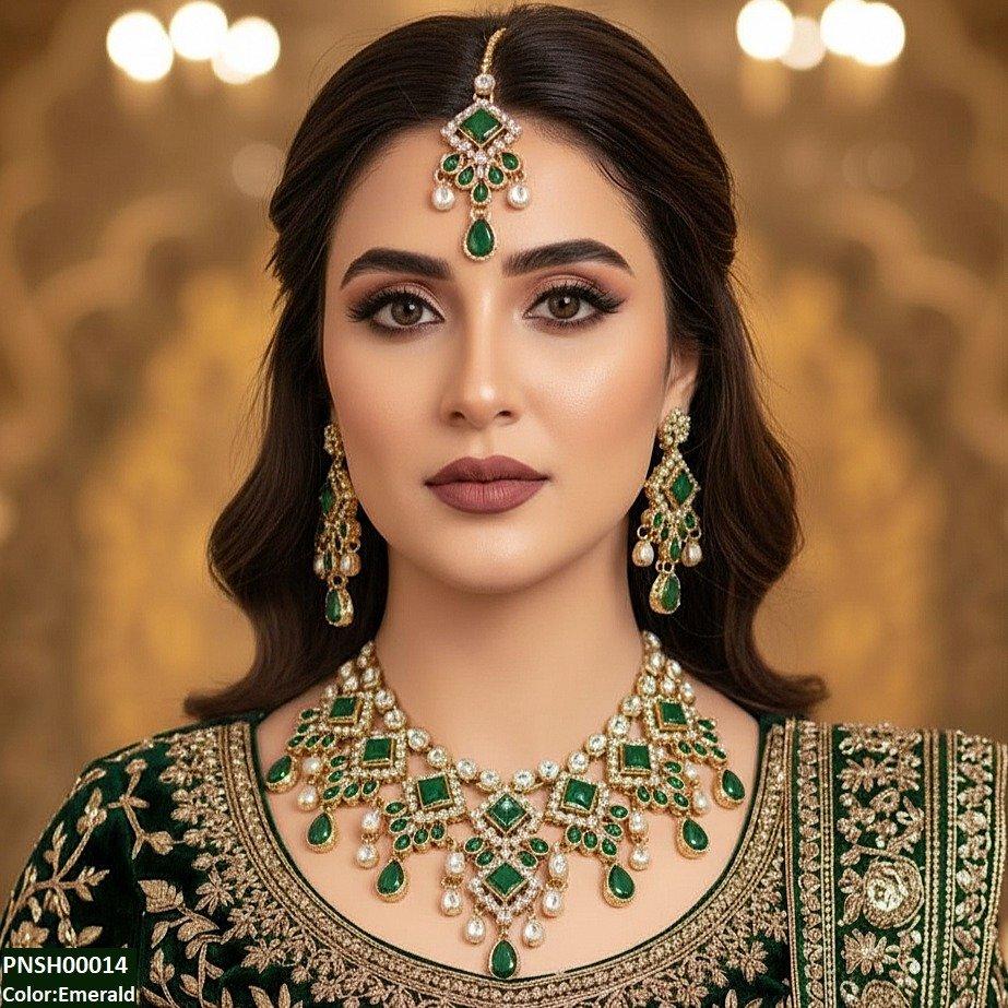 PNSH00014 FRN Sqyare/Tear Drop Necklace Set - PNSH