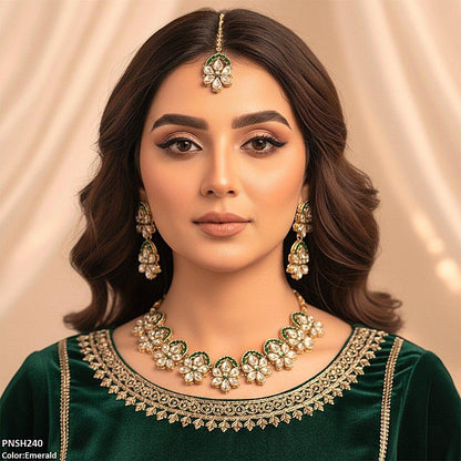 PNSH240 SDQ Flower Tear Stone Necklace Set