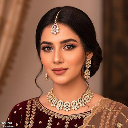 PNSH240 SDQ Flower Tear Stone Necklace Set