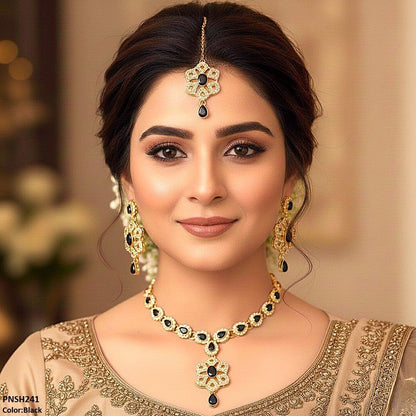 PNSH241 FRN Oval/Tear Drop Necklace Set