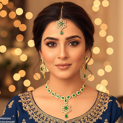 PNSH241 FRN Oval/Tear Drop Necklace Set