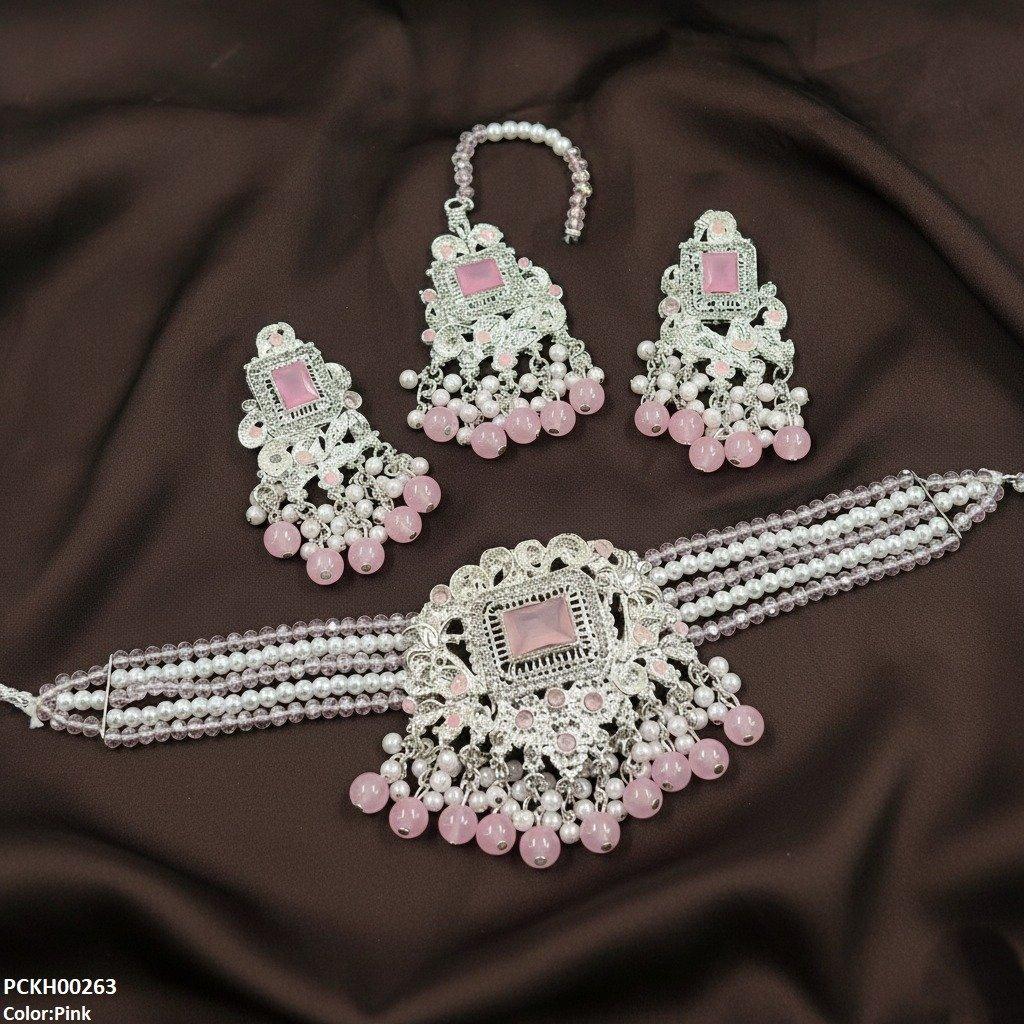 PCKH00263 SDQ Rectangle Flower Choker Set - PCKH