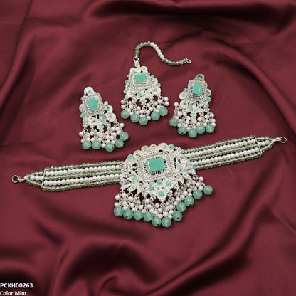 PCKH00263 SDQ Rectangle Flower Choker Set - PCKH