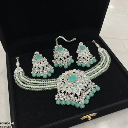 PCKH00263 SDQ Rectangle Flower Choker Set - PCKH