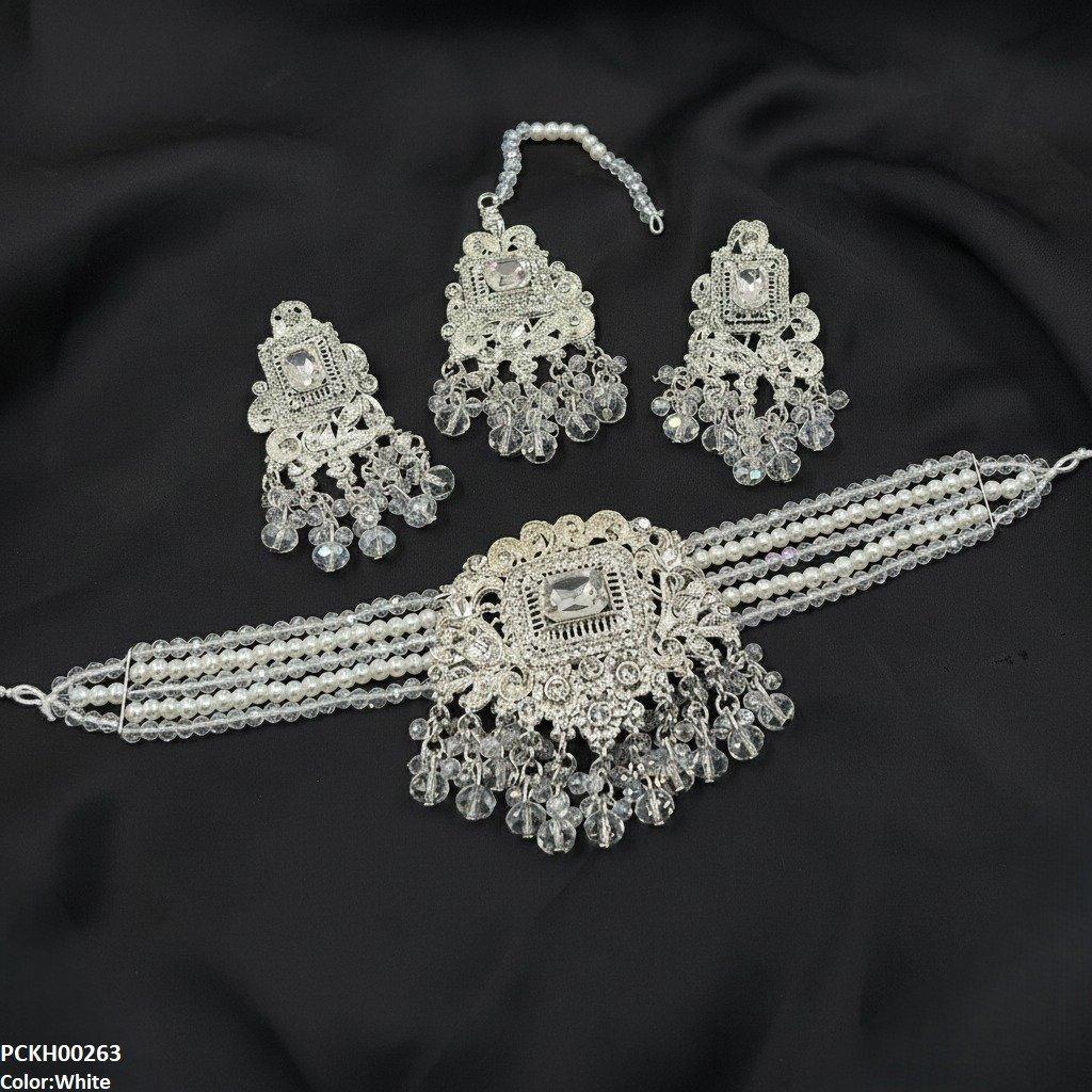 PCKH00263 SDQ Rectangle Flower Choker Set - PCKH