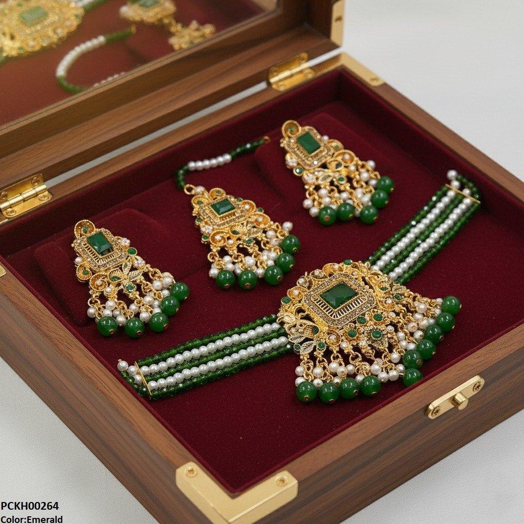 PCKH00264 SDQ Rectangle Flower Choker Set - PCKH