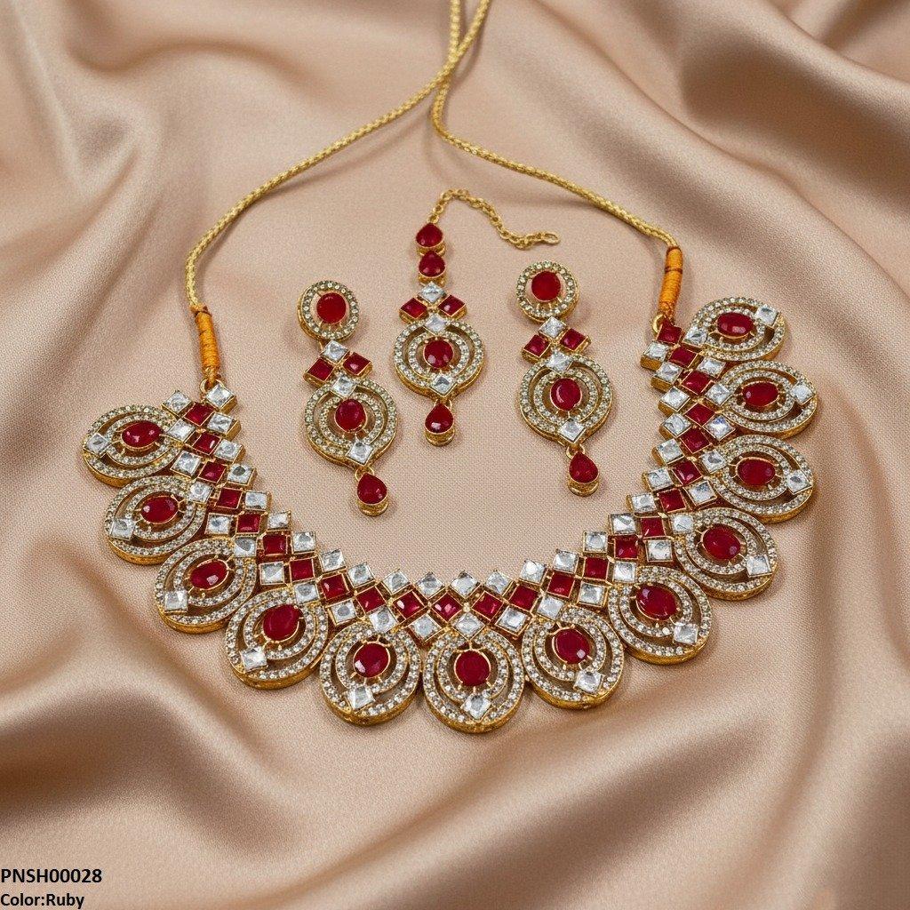 PNSH00028 FRN Oval/Square Necklace Set - PNSH