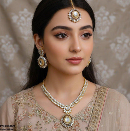 PNSH00029 FRN Marquise  Flower Drop Necklace Set - PNSH