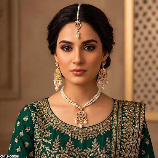 CMLH00056 MZM Flower Pearl Drop Mala Set - CMLH