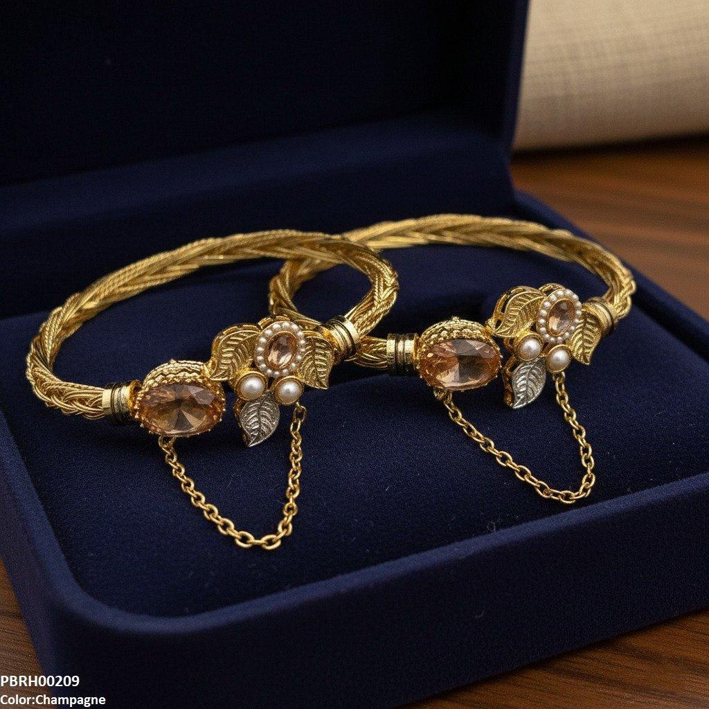 PBRH00209 MZM Oval Leaf Bangle Set - PBRH