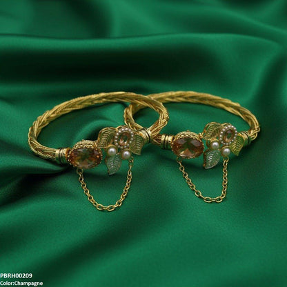 PBRH00209 MZM Oval Leaf Bangle Set - PBRH