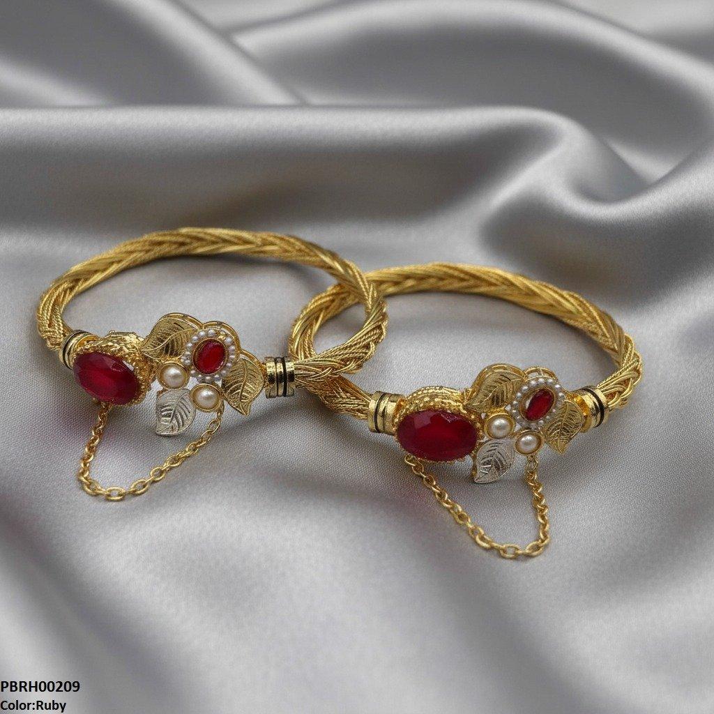 PBRH00209 MZM Oval Leaf Bangle Set - PBRH