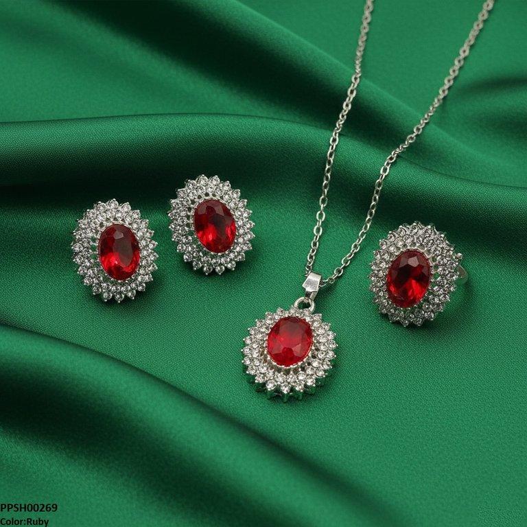 PPSH00269 SDQ Oval Stone Pendant Set - PPSH