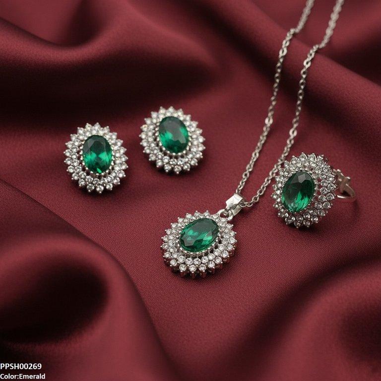 PPSH00269 SDQ Oval Stone Pendant Set - PPSH