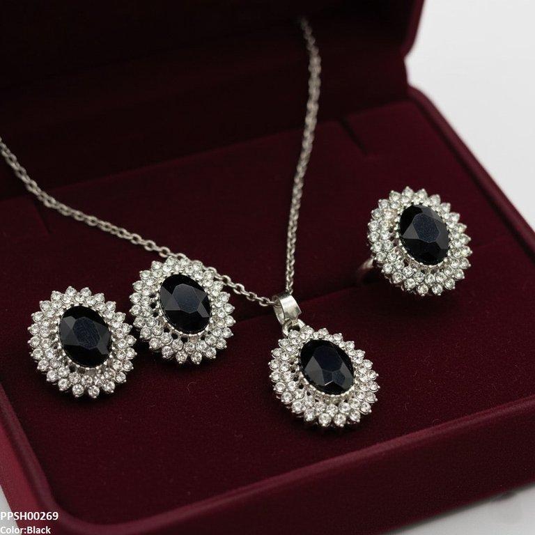 PPSH00269 SDQ Oval Stone Pendant Set - PPSH