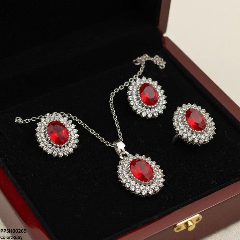 PPSH00269 SDQ Oval Stone Pendant Set - PPSH
