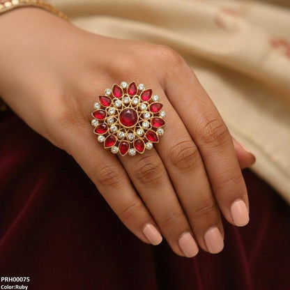 PRH00075 FRN Tear Flower Ring Adjustable - PRH