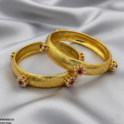 PBRH00210 FRN Round Flower Bangle Set - PBRH
