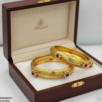 PBRH00210 FRN Round Flower Bangle Set - PBRH