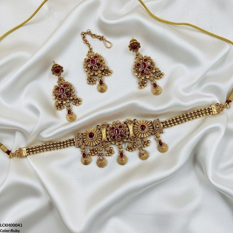 LCKH00041 ANI Flower Tear Drop Choker Set - LCKH