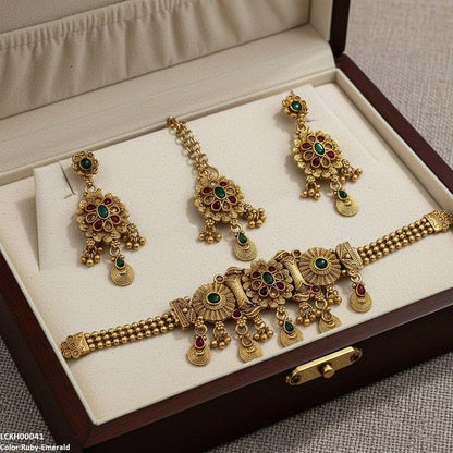 LCKH00041 ANI Flower Tear Drop Choker Set - LCKH