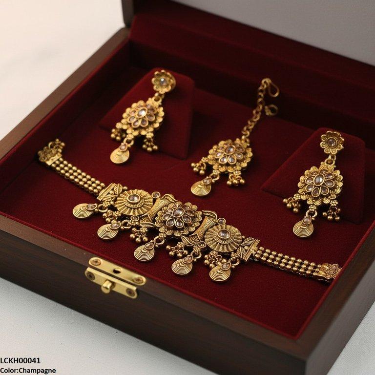 LCKH00041 ANI Flower Tear Drop Choker Set - LCKH