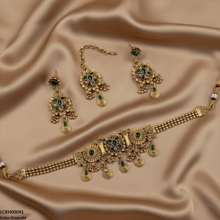 LCKH00041 ANI Flower Tear Drop Choker Set - LCKH