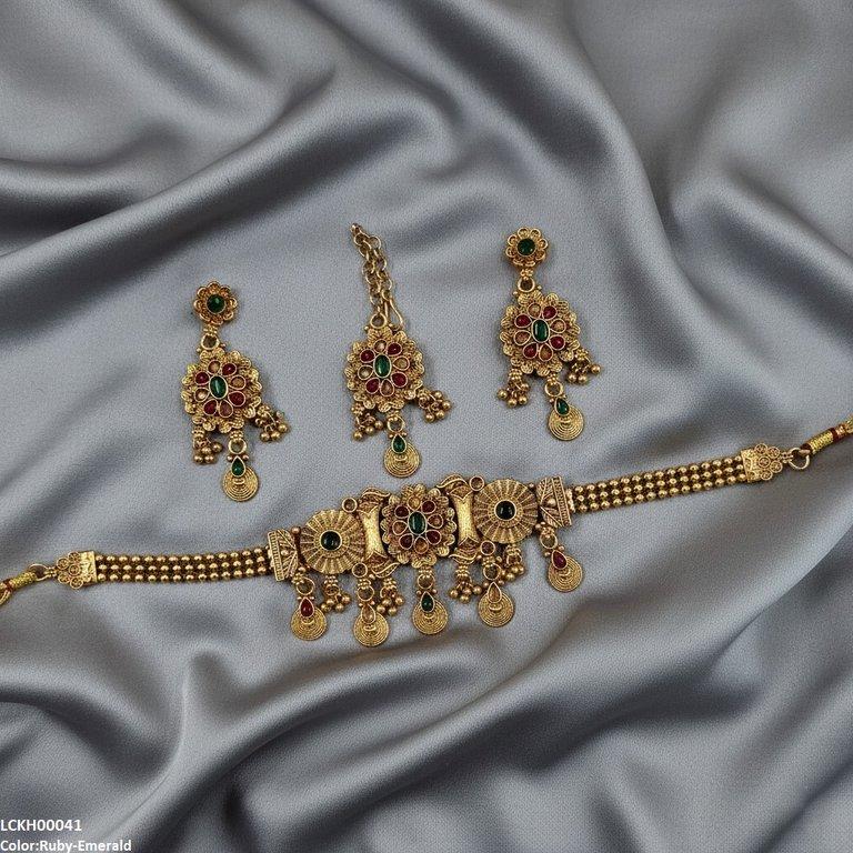 LCKH00041 ANI Flower Tear Drop Choker Set - LCKH