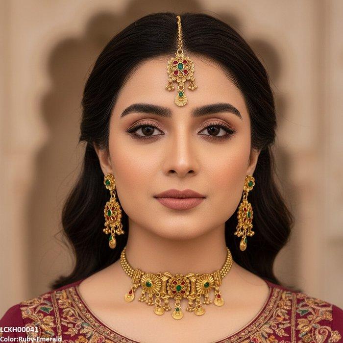 LCKH00041 ANI Flower Tear Drop Choker Set - LCKH