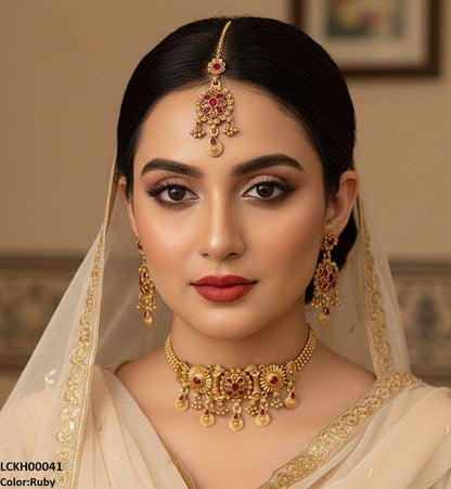 LCKH00041 ANI Flower Tear Drop Choker Set - LCKH