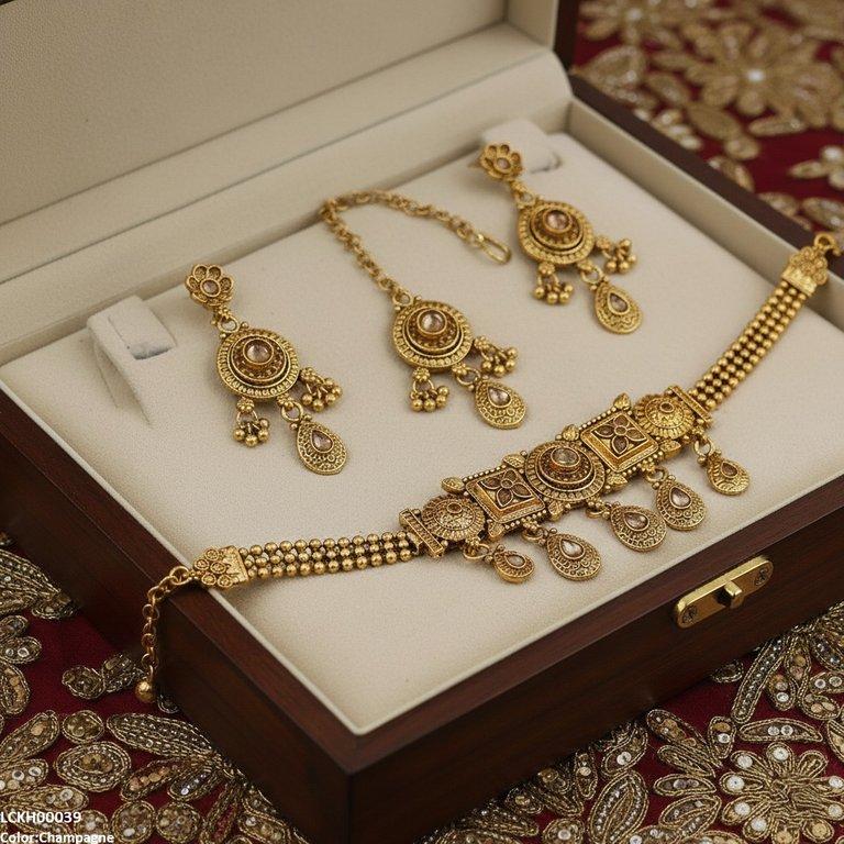 LCKH00039 ANI Round/Flower Tear Drop Choker Set - LCKH