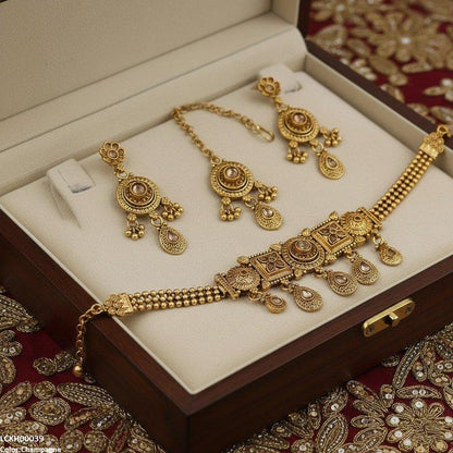 LCKH00039 ANI Round/Flower Tear Drop Choker Set - LCKH