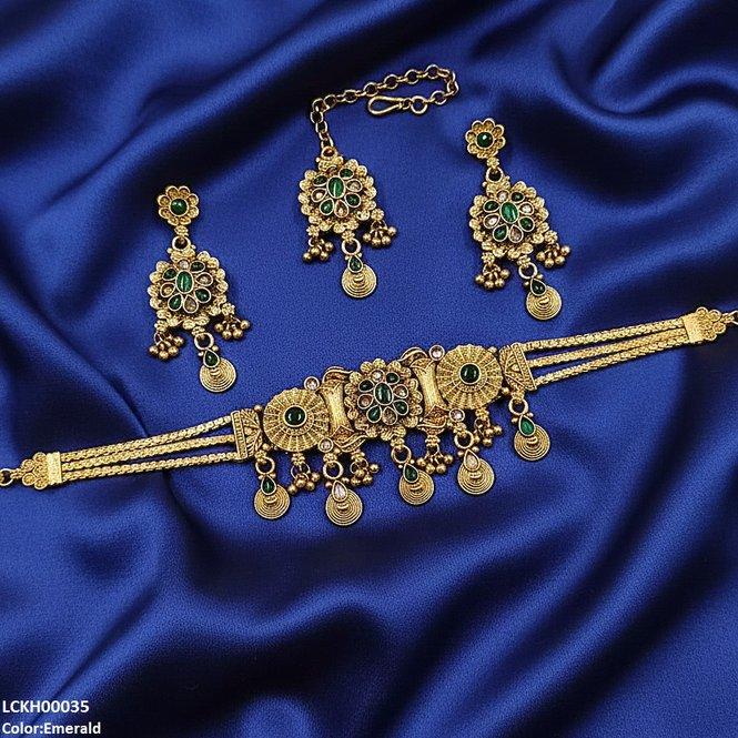 LCKH00035 ANI Flower Tear Drop Choker Set - LCKH