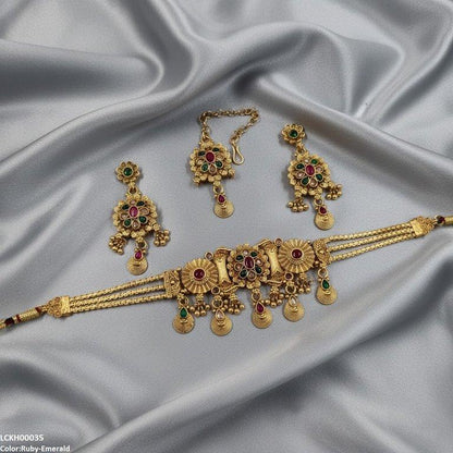 LCKH00035 ANI Flower Tear Drop Choker Set - LCKH