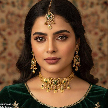 LCKH00035 ANI Flower Tear Drop Choker Set - LCKH