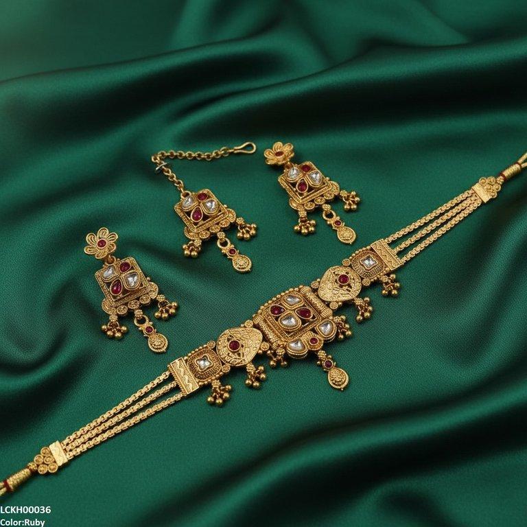 LCKH00036 ANI Tear Flower Drop Choker Set - LCKH