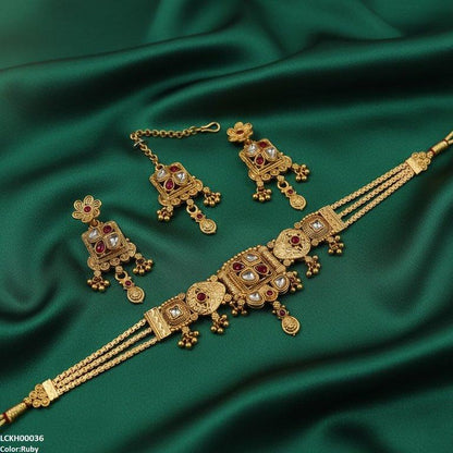 LCKH00036 ANI Tear Flower Drop Choker Set - LCKH