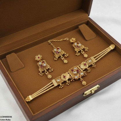 LCKH00036 ANI Tear Flower Drop Choker Set - LCKH