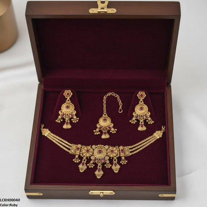 LCKH00040 ANI Flower/Tear Drop Choker Set - LCKH