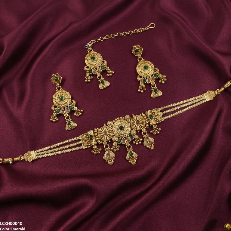 LCKH00040 ANI Flower/Tear Drop Choker Set - LCKH