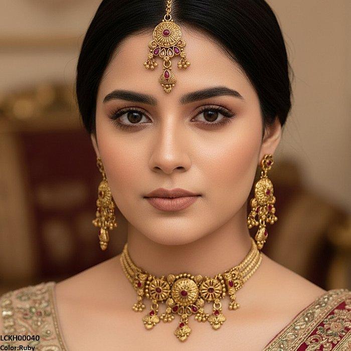 LCKH00040 ANI Flower/Tear Drop Choker Set - LCKH