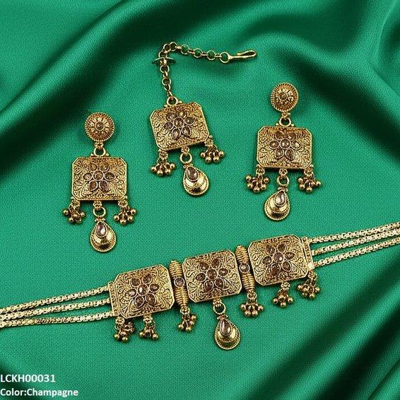 LCKH00031 ANI Flower Round Drop Choker Set - LCKH